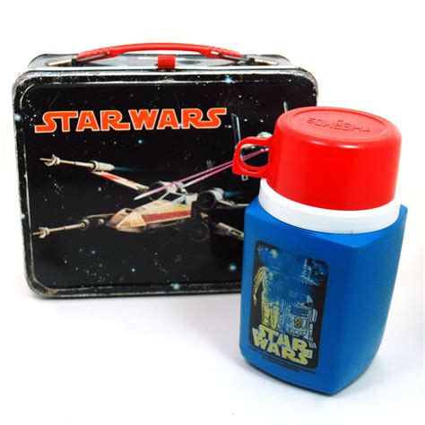 1977 star wars metal lunch box|Star Wars thermos lunch box.